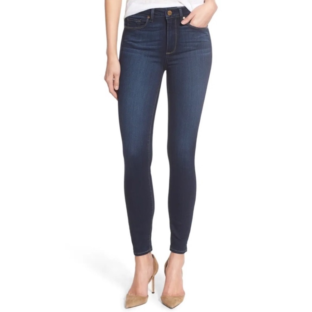 Paige Hoxton Ankle Skinny dark wash high rise designer denim 9 inch hi-rise